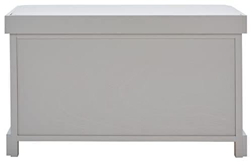 SAFAVIEH Home Collection – Freddy Vintage Grey Storage Bench with Wicker Baskets & Cushion, Entryway Seating Bench, Fully Assembled (AMH5736F) 5