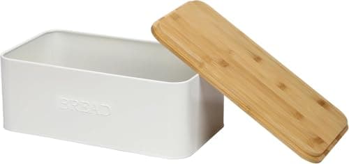 OUTSHINE White Bread Box for Kitchen Countertop, Small Storage Container with Bamboo Lid, Modern Kitchen Organizer for Sourdough, Buns, and Loaves, Bread Storage with Cutting Board Lid 6
