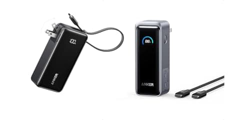 Anker Prime Power Bank, 9,600mAh Battery Pack with 65W Output, Built-in AC Plug, Supports PD 3.0 and PPS Nano 3-in-1 Portable iPhone Charger, 10,000mAh Power Bank with Built-in USB-C Cable