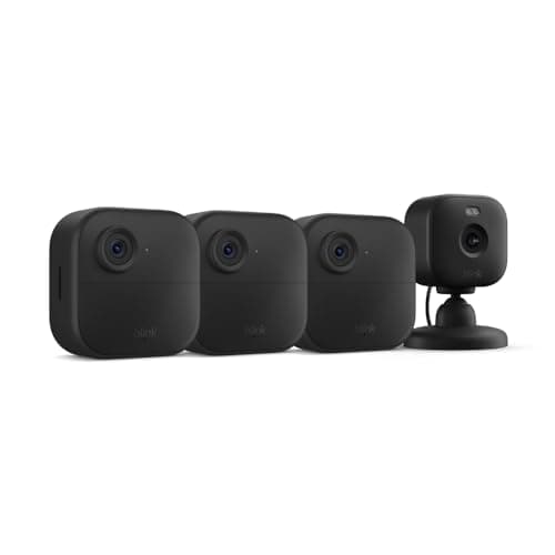 Blink Outdoor 4 + Blink Mini 2 — Smart security cameras, two-way talk, HD live view, motion detection, set up in minutes, Works with Alexa — 3 camera system + Mini 2 (Black)