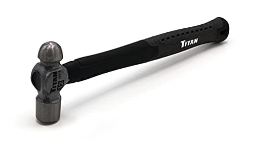 Titan 63312 12oz Ball Pein Hammer, Forged Steel Head, 12" Shock Absorbing Fiberglass Handle with Textured Rubber Grip