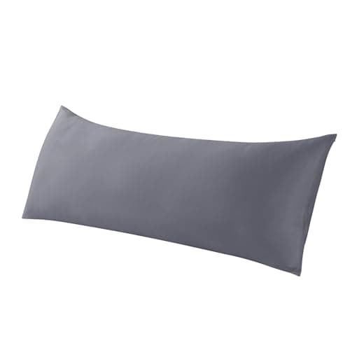 WhatsBedding Body Pillow Cover Cooling Fabric, Long Pillowcase Breathable & Skin-Friendly, Zipper Closure - Charcoal Grey (20x54 inch)