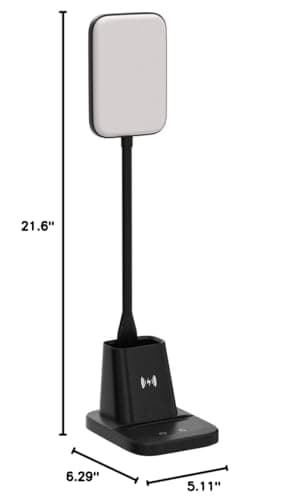 Sailstar Desk Lamp, LED Desk Lamps for Home Office, Wireless Charger Small Desk Lamp with Pen Holder, 3 Color Modes, Dimmable, CRI 85, 800LM, Study Lamps for College Dorm Room, Adapter Included, Black 9