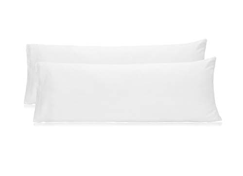 COTTON CRAFT Pillow Protectors - 220 Thread Count - Set of 2 Pure Combed Cotton - Sateen Weave - White - Body Pillow Protector - 21x54 inches - No Zipper - Pillow Not Included