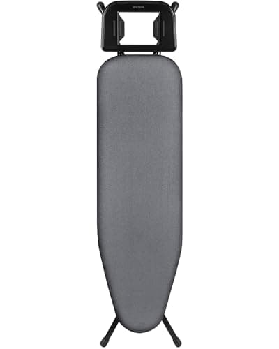 UFETGYG Classic Ironing Board 43" X 13" W/with Iron Rest | Full Metal Construction| Height Adjustable | Heat & Scorch Resistant Fabric | Anti-Skid Feet | Easy to Fold (Dark Grey)