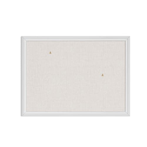 U Brands Bulletin Board, 18 x 24 Inch Linen Fabric Pin Board, Farmhouse White Wood Style Frame, Wall Message Center & Vision Board for Farmhouse Decor, Home Office, Classroom, Includes Push Pins