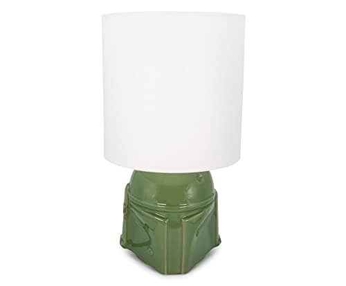 Star Wars Boba Fett Helmet Table Lamp | Nightstand Desk Lamp with LED Mood Light for Bedroom, Living Room | Home Decor Kids Room Essentials | Movie Gifts and Collectibles | 14 Inches Tall