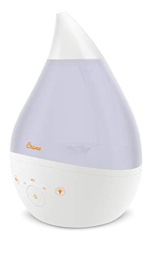 Crane 4-in-1 White Drop Ultrasonic Cool Mist Humidifier with Sound Machine, Night Light, Aroma Tray, 1 Gallon Top Fill White