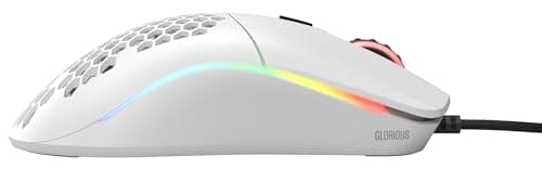 Glorious Model O- (Minus) Compact Wired Gaming Mouse - 58g Superlight Honeycomb Design, RGB, Pixart 3360 Sensor, Ambidextrous, Omron Switches - Matte White 5