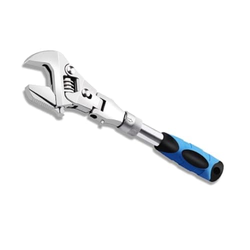 Flex Head Adjustable Wrench, 10-12.4 inch Flexible Retractable Ratchet Crescent Wrench, 180° Rotable for Use in Tight Spaces, Pipe Repair