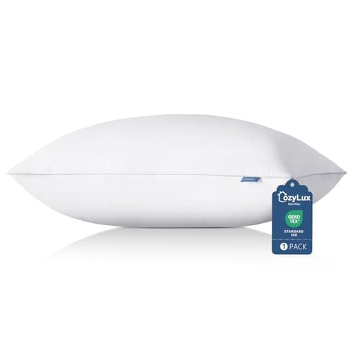 CozyLux Pillows Standard Size Set of 1, Hotel Quality Bed Pillows for Sleeping 1 Pack, Cooling Pillows for Side Back and Stomach Sleepers, Down Alternative Luxury Soft Supportive Pillows (18x26)