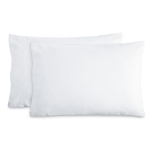 Bare Home Flannel Standard Pillowcases Set of 2-100% Cotton - Velvety Soft & Cozy - Double Brushed Heavyweight Flannel Pillowcases (Standard Pillowcase Set of 2, White)