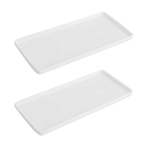KITCHENLESTAR Bathroom Tray countertop 10" Set of 2, Ceramic Vanity Tray,Organizer Tray,Kitchen soap Tray (White)