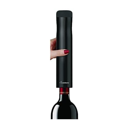 Rabbit Automatic Electric Corkscrew Wine Opener, Cordless Rechargeable, One-Touch Operation, Sleek Shiny Black Finish, Easy to Use for Wine Lovers