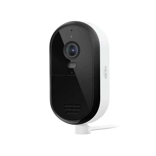 Arlo Essential Security Camera 2K (2025 Release) - Continuous Wired Plug-in Power Outdoor Camera, Person Recognition, Package Detection, Animated Preview, 1-Month Trial of Secure Plan, 1 Cam, White