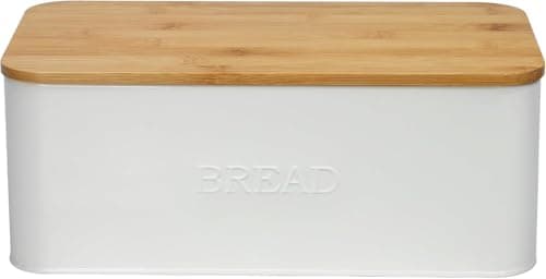 OUTSHINE White Bread Box for Kitchen Countertop, Small Storage Container with Bamboo Lid, Modern Kitchen Organizer for Sourdough, Buns, and Loaves, Bread Storage with Cutting Board Lid 8