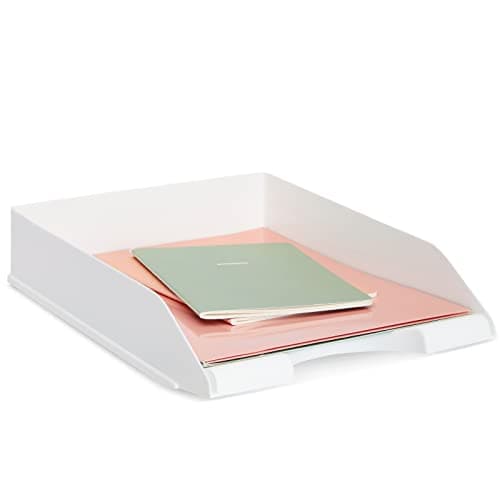 Stockroom Plus Rectangular Letter Trays - Paper Trays for Classroom - Desktop Paper Organizer & File Holder - Document Organizer for Desk Storage - Pack of 4, White, 10 x 13.5 x 2.5 in 9