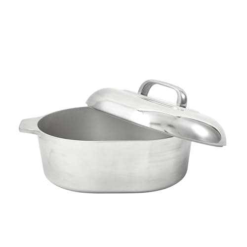 IMUSA 13in Cajun Cast Aluminum Oval Roaster with Lid, Durable Baking and Roasting Pan for Chicken, Meats, and Traditional Cooking