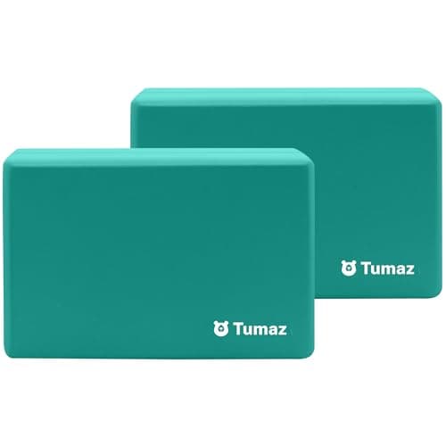 Tumaz Yoga Blocks 2 Pack Set, High Density/Lightweight EVA Foam and Non-Slip Natural Cork Blocks Premium Set - E-Book Included