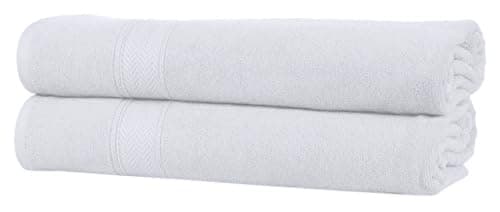 HILLFAIR 600 GSM- 40 x 80 Inches- 100% Cotton 2 Pc XXL Oversized Bath Towel Set- Soft Highly Absorbent Jumbo Bath Sheets Towels Sets- Quick Dry Oversized Bath Towel Sets for Hotel Spa Pool- White
