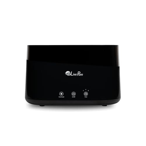 LivePure LP300HUM Aqua Flame Cool Mist Humidifier – Small Ultrasonic Plant Humidifier Indoor with Essential Oil Diffuser – Dorm Essentials, Apartment, Desks & Home Office Black - 0.20 Gal/ .75L