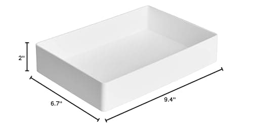 Amazon Basics Rectangular Plastic Desk Organizer with Storage Trays, Accessory Tray, Drawer Organizer, 9.4 x 6.7 x 2 inch, White 6
