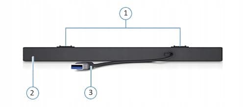 Dell SB521A Slim Soundbar for Monitor, USB Powered, Stereo Audio 5
