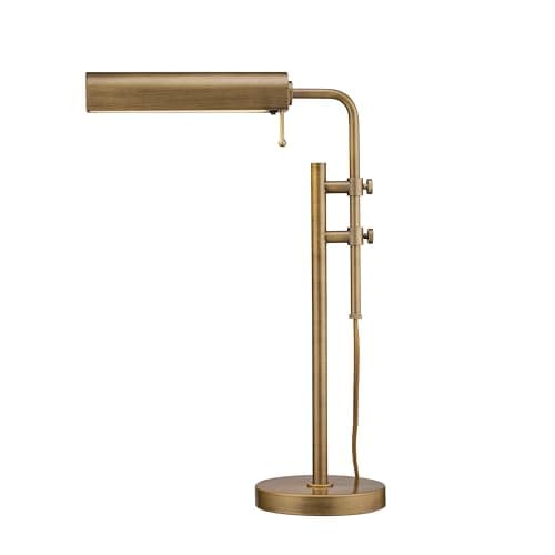 O'Bright Aurora LED Pharmacy Desk Lamp - Swing Arm, Industrial Design for Reading, Crafting, Work,10W LED, Adjustable Height 18.5-24.5 inches - Ideal for Living Room, Bedside, Office - Antique Brass