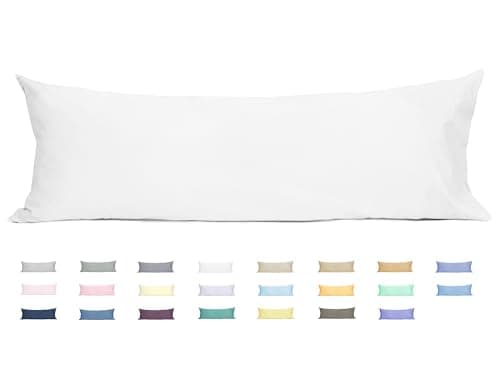 Sunflower Body Pillowcase 100% Cotton Long Pillow Cover/Case Envelope Closure 1 Pack, 20×54 inches White, Soft and Breathable