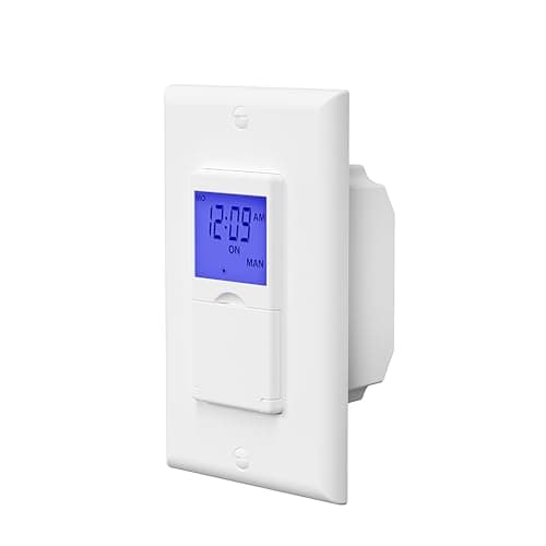 BN-LINK 7 Day Programmable in-Wall Timer Switch for Lights, Digital Light Switch Timer Indoor, Single Pole and 3 Way (Compatible with SPDT) Both Use, Neutral Wire Required, Blue Backlight, ETL Listed 9