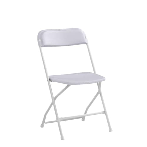 VINGLI 10 Pack White Plastic Folding Chair, Indoor Outdoor Portable Stackable Commercial Seat with Steel Frame 350lb. Capacity for Events Office Wedding Party Picnic Kitchen Dining 5