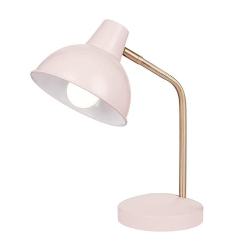 Globe Electric 67339 16 Inch Pink Desk Lamp with Gold Arm, in-Line On/Off Switch, Reading Light, Ideal for Bedroom, Dorm and Office