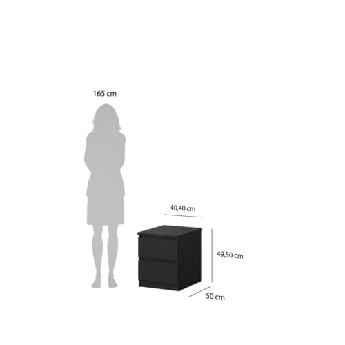 Tvilum, 2 Drawer Nightstand for Bedroom, Handle-free Drawers, Contemporary, Black 6