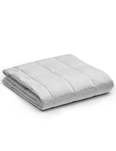 YnM Weighted Blanket — Heavy 100% Oeko-Tex Certified Cotton Material with Premium Glass Beads (Light Grey, 60''x80'' 22lbs), Suit for One Person(~210lb) Use on Queen/King Bed
