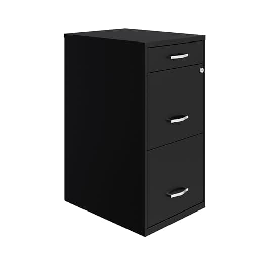 Hirsh Industries Space Solutions 18in Deep 3 Drawer Metal Organizer File Cabinet Black, Letter Size, Fully Assembled