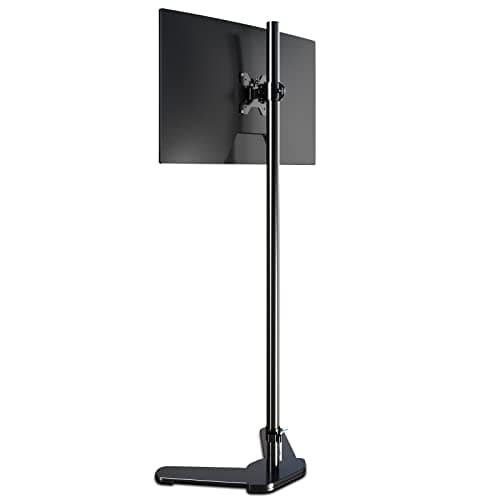 Single Tall Monitor Mount, Extra Long Computer Stand with 47 inch Pole, Floor Computer Stand, Free-Standing Monitor Desk Mount Support 13 to 27 inch Screen,22lbs