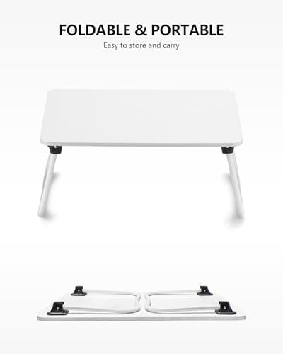 ZEAPTAC Laptop Bed Desk, Foldable Lap Table, Portable Study Table, Laptop Desk/Stand for Bed, Lightweight & Mini Table for Breakfast/Picnic/Drawing/Couch/Floor - White 5