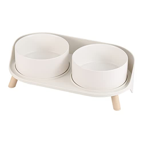 Elevated Ceramic Dog Bowl Set - Double Dog Feeding Bowls with Stand Splash Proof - Raised Dishes for Food and Water - Ideal for Small to Medium Dogs - 2 x 850 ml - 28.74 oz