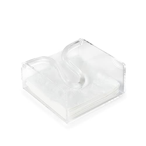 Huang Acrylic Clear Cocktail Bow-Rod Paper Napkin Holder with Weighted Arm | For Dinners, Weddings, Parties, and Bar Tops | Long Lasting Premium Acrylic Construction