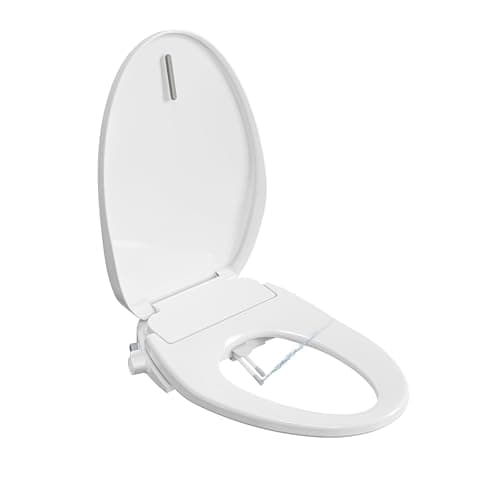 Rivix Electric Bidet Toilet Seat Elongated Slow Close Heated Toilet Seat with Bidet Warm Water Smart Self Dual Cleaning Nozzle Night Light E300