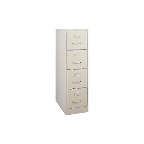 Staples 4-Drawer Vertical File Cabinet, Letter Size Documents, Lockable, 26.5" D x 15" W x 51.97" H, Putty/Beige