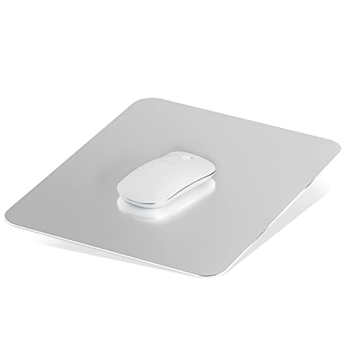 Liboer Aluminum Mouse Mat, Double Sided Material, Hard for Desk, Laptop, Computer, Office and Gaming, Silver