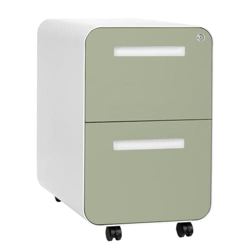 Laura Davidson Furniture Stockpile 2 Drawer Mobile File Cabinet with Lock - Under Desk Metal Filing Cabinet, Legal/Letter File Folders, Wheels and Stationary Feet, Pre-Assembled, Sage Green