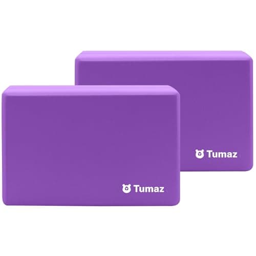 Tumaz Non-Slip Yoga Blocks 2-Pack - High Density/Lightweight EVA Foam & Natural Cork for Stability, Premium Set with E-Book Included