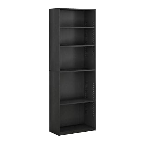 Furinno Jaya Book Shelf, 5-Tier Bookshelf, Bookcase with Adjustable Shelves, 9.5 x 24.5 x 71.2, for Organization and Storage, for Living Room, Bedroom, Home Office, Blackwood 8