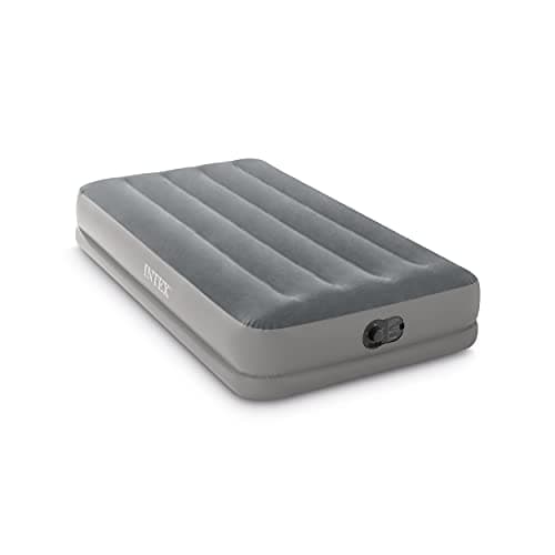 Intex 64112E Dura-Beam Standard Prestige Air Mattress: Fiber-Tech – Twin Size – Built-in USB Electric Pump – 12in Bed Height – 300lb Weight Capacity
