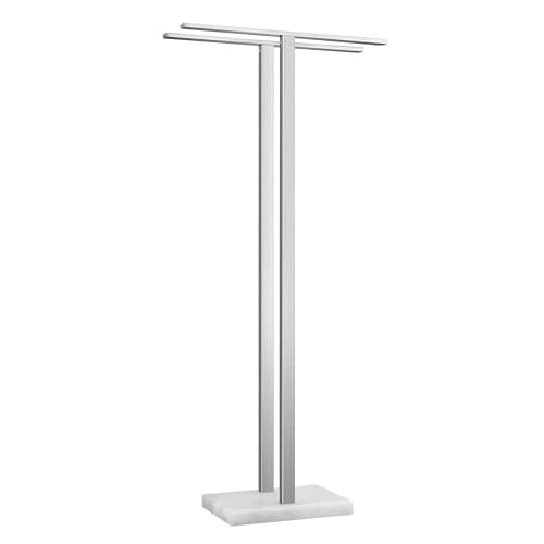KES 43'' H Standing Towel Rack for Bathroom, Free Standing Towel Rack Floor with Weighted Marble Base 2-Tier, Outdoor Towel Racks Extra High Thick 18/8 Stainless Steel Brushed Finish, BTH232-2 8