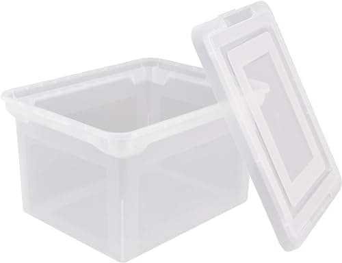 Generic (2 Pack) - Letter and Legal Plastic File Tote With Snap Lid And Built In Handles 18 in x 14.25 In x 10.87 In, Clear 6
