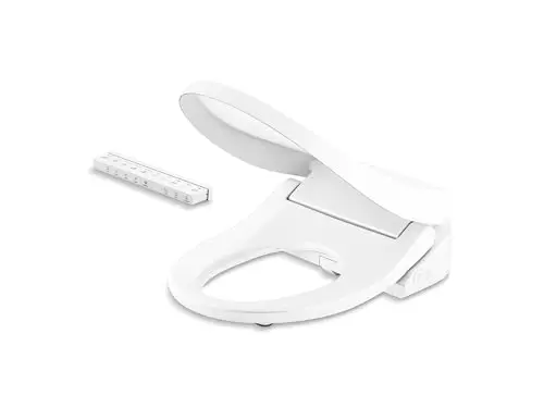 Kohler 28118-0 PureWash E815 Round Bidet Toilet Seat with Remote Control, Electric Bidet Toilet Seat with Warm Water and Stainless Steel Wand, Dryer, White