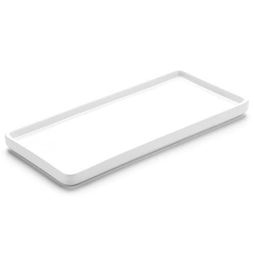 Gurygo 6" Small Ceramic Bathroom Tray for Kitchen Counter - Rectangle Ceramic Sink Tray for Bathroom Counter - Porcelain Dispenser Organizer for Kitchen Bathtub Counter, White